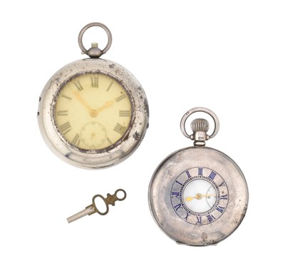 Lot 304 - HALLMARKED SILVER HALF HUNTER POCKET WATCH & ANOTHER