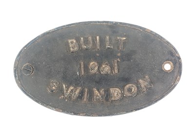Lot 141 - RAILWAYANA - VINTAGE LOCOMOTIVE WORKS PLATE - SWINDON 1961