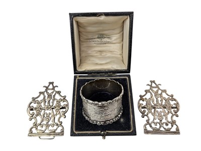 Lot 144 - EDWARD VII HALLMARKED SILVER NURSE BELT BUCKLE & A SILVER NAPKIN RING