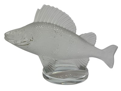 Lot 34 - LALIQUE - FRENCH FROSTED CYSTAL GLASS PERCH FISH FIGURINE
