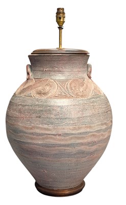 Lot 433 - LARGE 20TH CENTURY TERRACOTTA AMPHORA-SHAPED TABLE LAMP