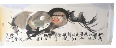 Lot 33 - HAN MEILIN 韩美林 (B 1936) - INK PAINTING OF A HORSE
