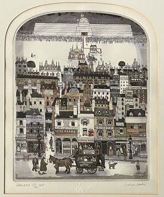 Lot 46 - GRAHAM CLARKE (B. 1941) - ALBERT ALL - SIGNED LIMITED EDITION COLOURED ETCHING