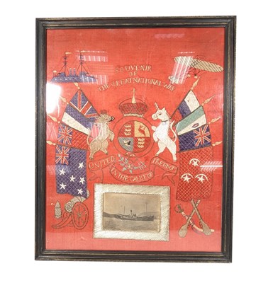 Lot 176 - WWI FIRST WORLD WAR EMBROIDERY - SOUVENIR OF THE GREAT WALL