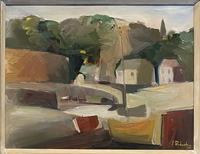 Lot 40 - IAN ROBERTSON (B. 1955) - DYSART HARBOUR (KIRKCALDY)- C. 1999 OIL ON CANVAS PAINTING