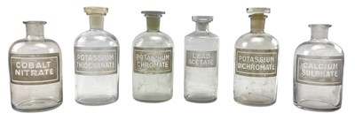 Lot 276 - SIX EARLY 20TH CENTURY ACID-ETCHED CHEMIST BOTTLES