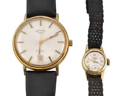 Lot 349 - 14CT GOLD LADIES ROAMER WRISTWATCH & ROTARY GENTS WRISTWATCH