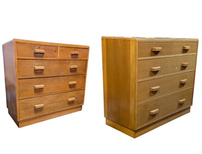 Lot 679 - AIR MINISTRY FURNITURE - PAIR OF GOLDEN OAK AIR MINISTRY CHESTS OF DRAWERS