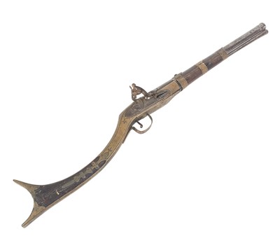 Lot 158 - 19TH CENTURY MIDDLE EASTERN JEZAIL STYLE FLINTLOCK