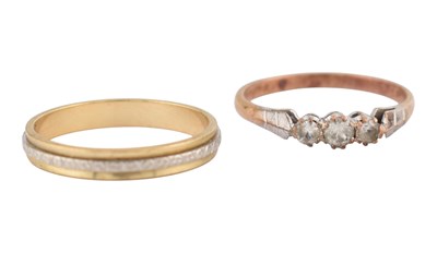 Lot 345 - TWO HALLMARKED 9CT GOLD & WHITE STONE RINGS