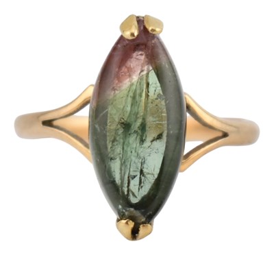 Lot 355 - 9CT GOLD & WATERMELON TOURMALINE RING