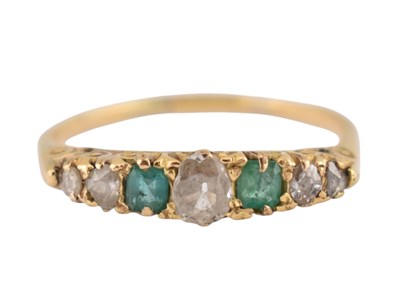 Lot 295 - 9CT GOLD EMERALD & DIAMOND RING