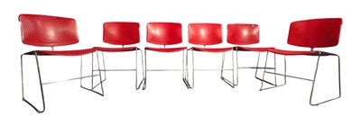 Lot 297 - STEELCASE MAX STACKER - SIX RETRO 20TH CENTURY STACKING DINING/CAFE CHAIRS
