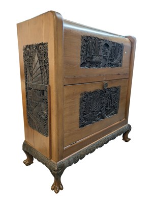 Lot 550a - 20TH CENTURY CHINESE HARDWOOD COCKTAIL DRINKS CABINET
