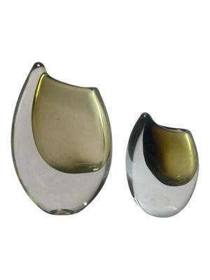 Lot 283 - GUNNAR NYLUND FOR STROMERG - TWO SHARK TOOTH STUDIO ART GLASS VASES