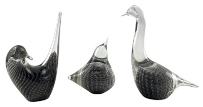 Lot 316 - MARCOLIN BROS FOR FM RONNEBY - THREE STUDIO ART GLASS BIRDS