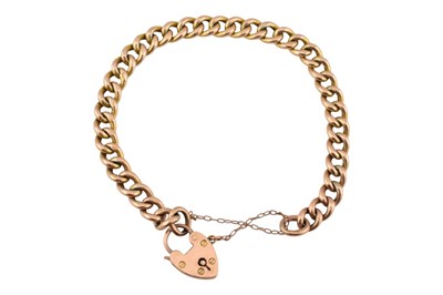Lot 72 - 9CT GOLD BRACELET WITH HEART CLASP PADLOCK