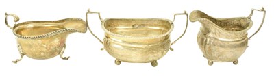 Lot 65 - GEORGE V HALLMARKED SILVER SUGAR BOWL & CREAMER SET BY HARRODS