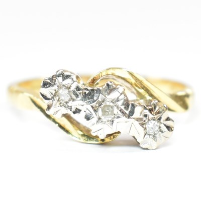 Lot 154 - HALLMARKED 18CT GOLD DIAMOND THREE STONE RING