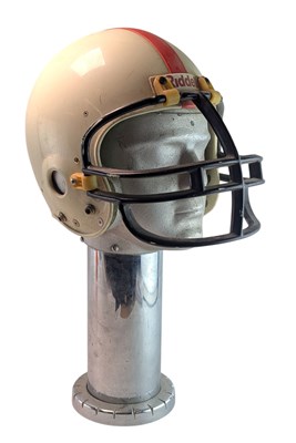 Lot 256 - RIDDELL, CHICAGO - VINTAGE AMERICAN FOOTBALL HELMET ON METAL HEAD STAND