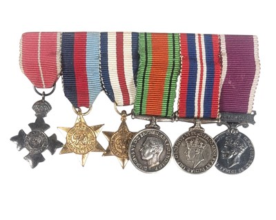 Lot 27 - WWII SECOND WORLD WAR MINIATURE MEDAL GROUP WITH MBE