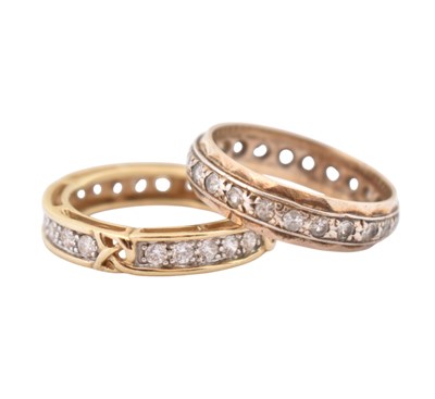 Lot 395 - HALLMARKED 9CT GOLD ETERNITY RING & ANOTHER