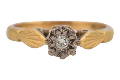 Lot 454 - 18CT GOLD & DIAMOND SINGLE STONE RING