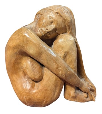 Lot 105 - ALAN ESSINGTON WEBB - CARVED WOOD SCULPTURE OF A LADY