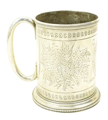 Lot 57 - LATE 19TH CENTURY VICTORIAN HALLMARKED SILVER COMMEMORATIVE MUG