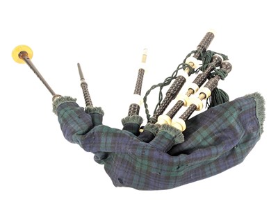 Lot 12 - SET OF VINTAGE 20TH CENTURY SILVER MOUNTED BAGPIPES