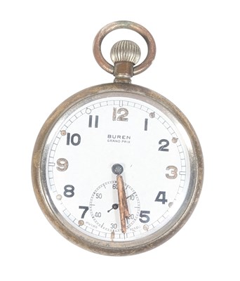 Lot 405 - WWII SECOND WORLD WAR SWISS BUREN 'GRAND PRIX' MILITARY POCKET WATCH