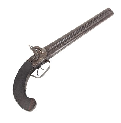 Lot 33 - 19TH CENTURY DOUBLE BARREL 16 BORE PERCUSSION CAP PISTOL