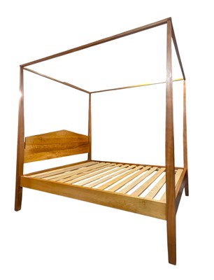 Lot 285 - SHAKER - 1990S DESIGNER SOLID CHERRY WOOD FOUR-POSTER KING-SIZE BED