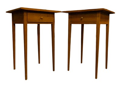 Lot 345 - SHAKER - PAIR 1990S DESIGNER SOLID CHERRY WOOD BEDSIDES