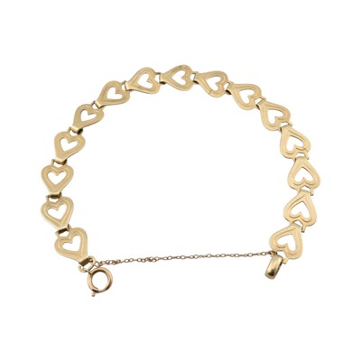 Lot 514 - 9CT GOLD HEART LINKED BRACELET