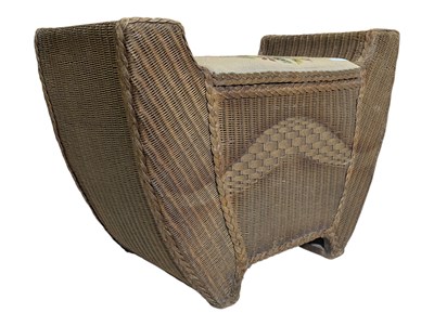 Lot 582 - BRITISH MODERN DESIGN - VINTAGE 20TH CENTURY RATTAN SEWING BOX SEAT