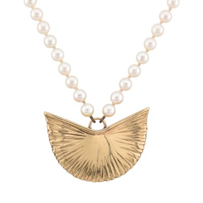 Lot 428 - HALLMARKED 9CT GOLD PENDANT PEARL NECKLACE