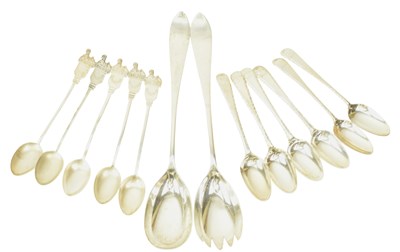 Lot 120 - SET OF FIVE GEORGIAN HALLMARKED TEASPOONS & OTHER SILVER FLATWARE