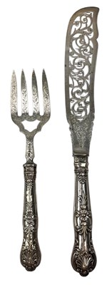 Lot 25 - 19TH CENTURY VICTORIAN HALLMARKED SILVER FISH KNIFE & FORK SET