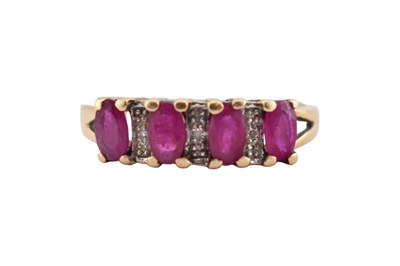 Lot 228 - HALLMARKED 9CT GOLD RUBY & DIAMOND RING