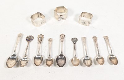 Lot 100 - COLLECTION OF SILVER HALLMARKED MESS SPOONS & NAPKIN RINGS