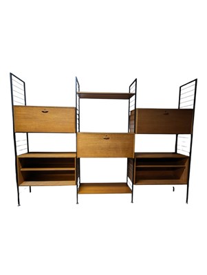 Lot 400 - STAPLES - LADDERAX - TEAK & METAL THREE BAY MODULAR UNIT