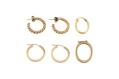 Lot 298 - COLLECTION OF 9CT GOLD HOOP EARRINGS