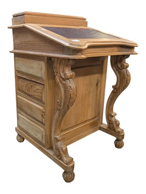 Lot 974 - VICTORIAN REVIVAL PINE DAVENPORT WRITING DESK