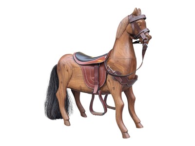 Lot 953 - VINTAGE 20TH CENTURY HARDWOOD DECORATIVE HORSE FIGURE