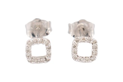 Lot 54 - PAIR HALLMARKED 18CT GOLD & DIAMOND EARRINGS