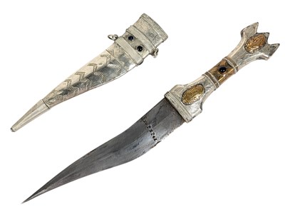 Lot 14 - 19TH CENTURY PALESTINIAN JAMBIYA SHIBRIYA DAGGER