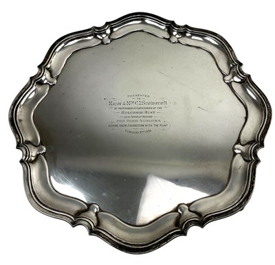Lot 155 - HALLMARKED LARGE SILVER SALVER - HUNTING INTEREST