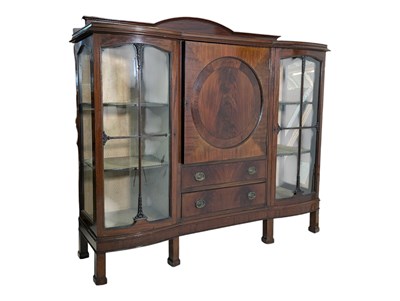 Lot 970 - EDWARDIAN MAHOGANY LIBRARY BOOKCASE / DISPLAY CABINET