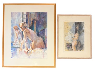 Lot 87 - MICHAEL COOTE (CONTEMPORARY) - TWO WATERCOLOUR & WASH ON PAPER NUDE PAINTINGS
